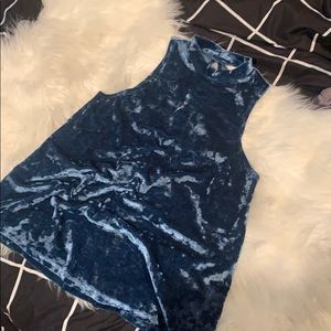 Teal Crushed Velvet Mocked Turtle Neck